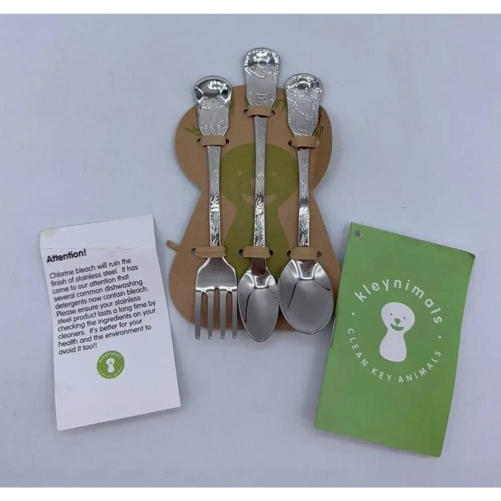 Kleynimals Safari Friends Made in USA Baby Flatware 100% Stainless Steel